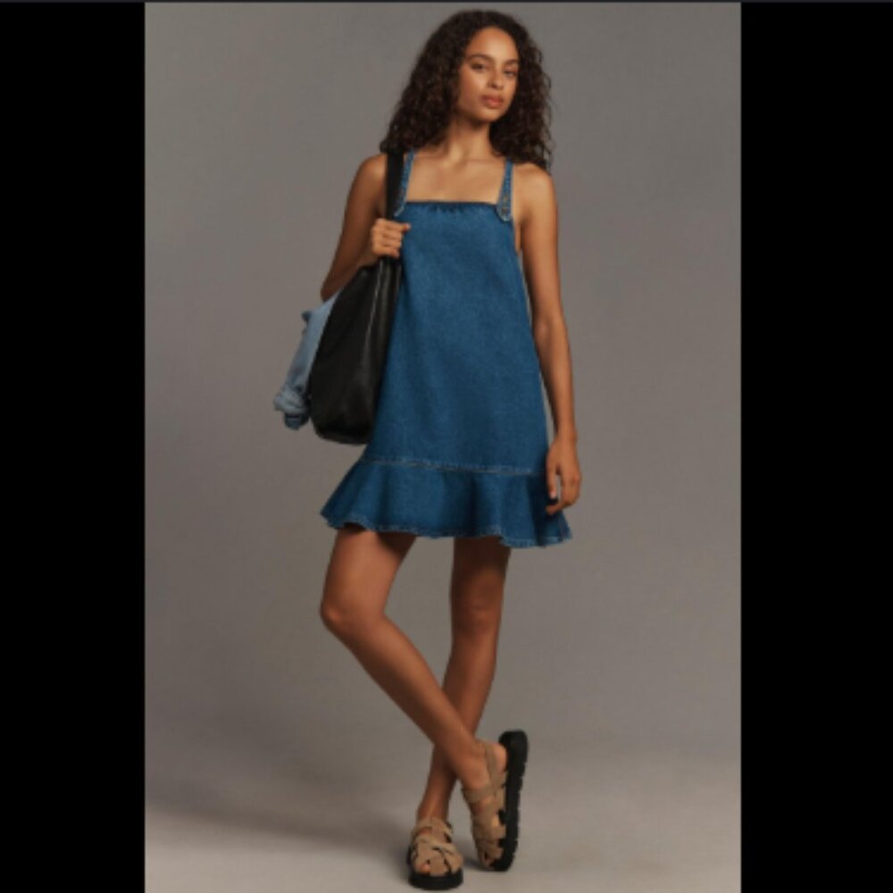 Brand New Pilcro Square-Neck Denim Mini Dress